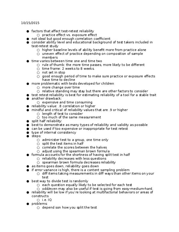 PSY 380 Lecture Notes - Lecture 7: Inter-Rater Reliability, Takers thumbnail