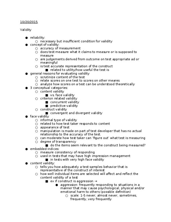 PSY 380 Lecture Notes - Lecture 8: Major Depressive Disorder, Concurrent Validity, Discriminant Validity thumbnail