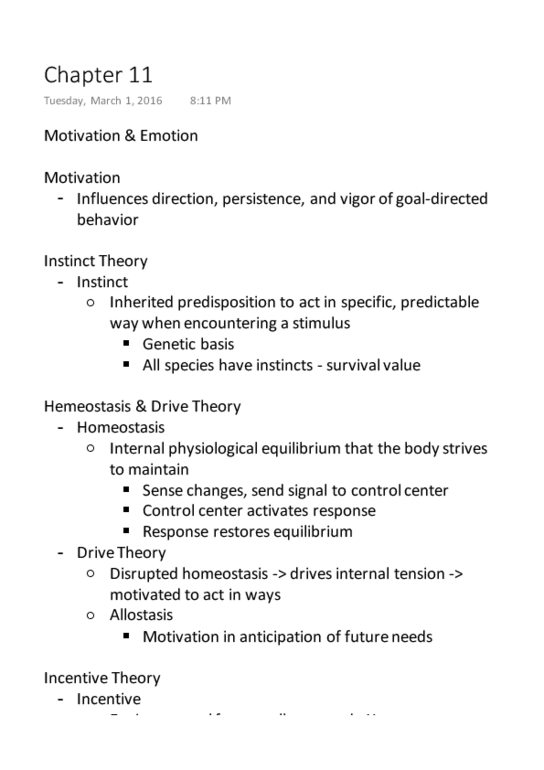 Psychology 1000 Lecture 3: Chapter 11 thumbnail