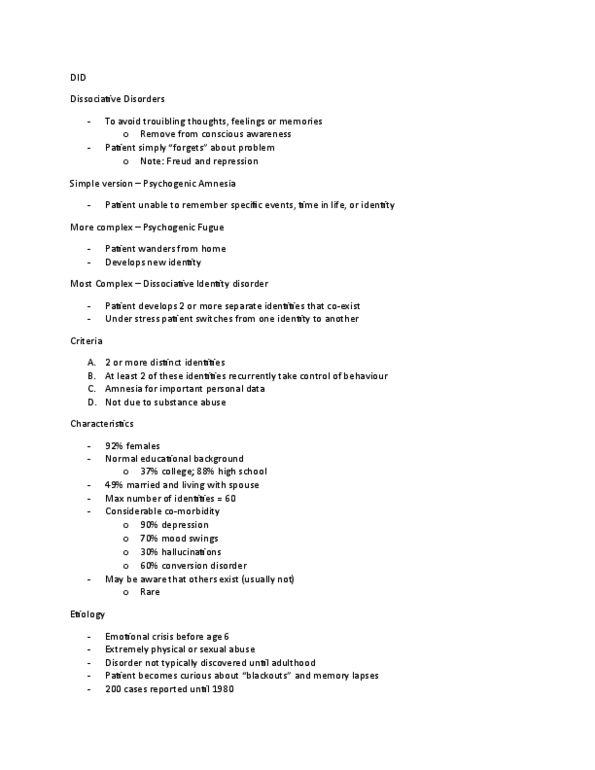 Psychology 1000 Lecture Notes - Lecture 30: Conversion Disorder, Evoked Potential, Etiology thumbnail