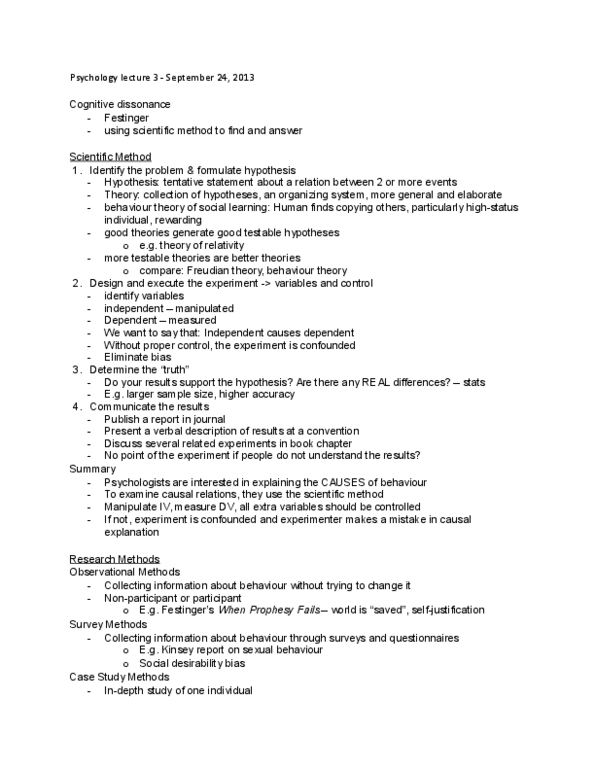 Psychology 1000 Lecture Notes - Lecture 3: Kinsey Reports, Social Desirability Bias, Anna O. thumbnail