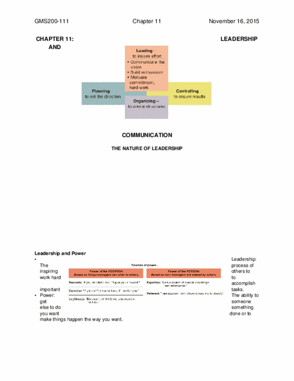 GMS 200 Chapter Notes - Chapter 11: Situational Leadership Theory, Proxemics, Ethnocentrism thumbnail