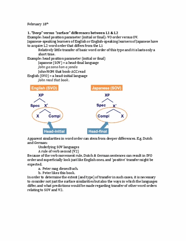 LING 350 Lecture Notes - Lecture 12: Unaccusative Verb, Null-Subject Language, Continuant thumbnail