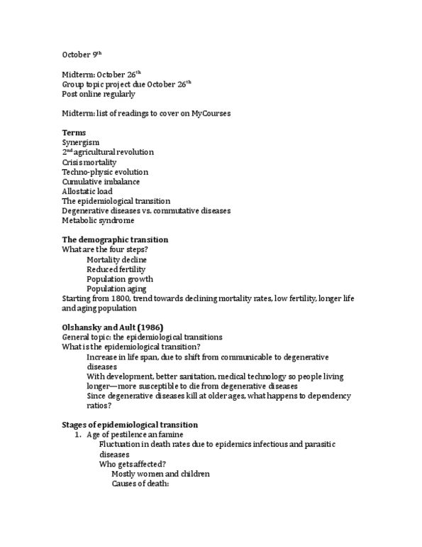 SOCI 335 Lecture Notes - Lecture 14: Epidemiological Transition, Allostatic Load, Smallpox Vaccine thumbnail