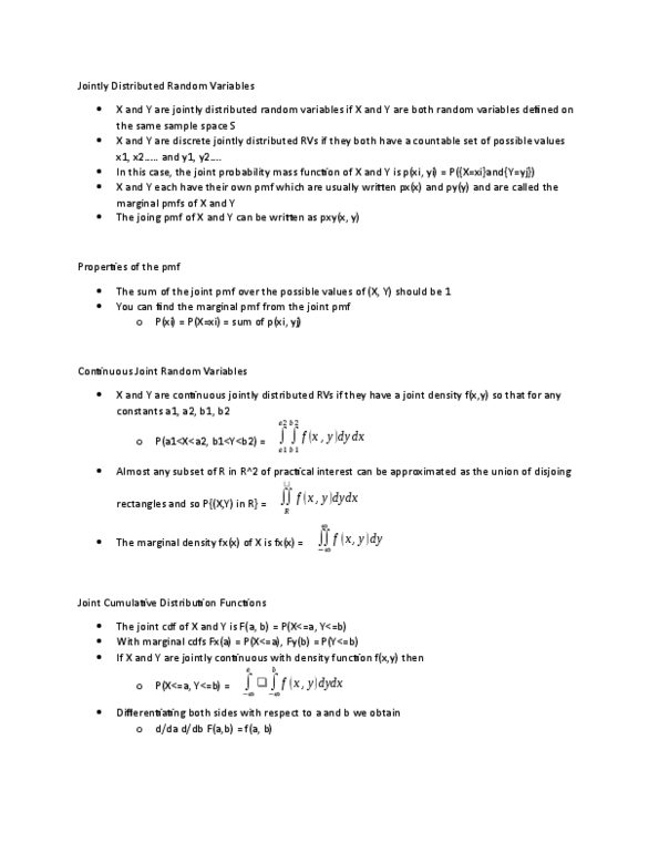 STATS 425 Lecture Notes - Lecture 3: Probability Mass Function, Marginal Distribution, Countable Set thumbnail