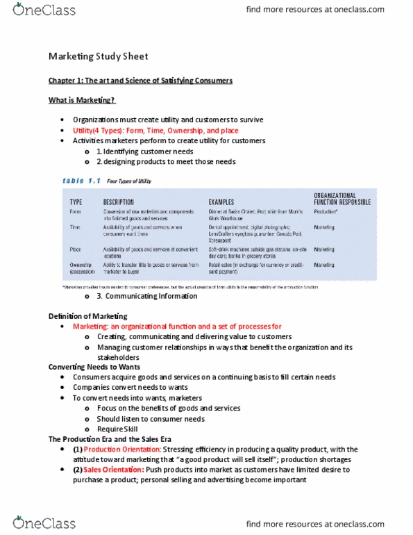 COMMERCE 2MA3 Chapter 1-10: Marketing Study Sheet thumbnail