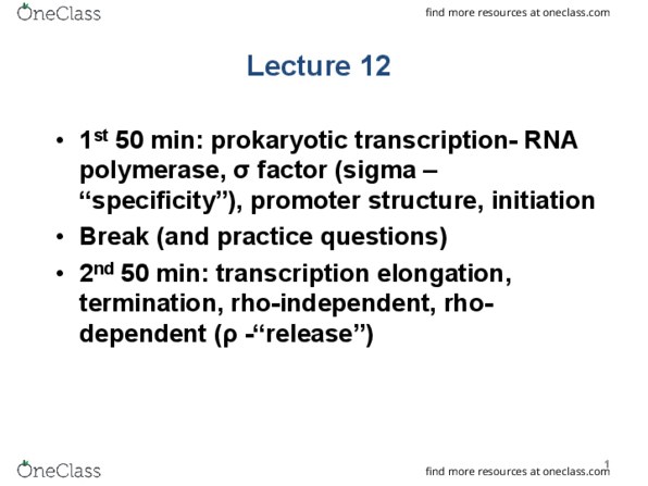 MBB 331 Lecture Notes - Lecture 12: Dna Replication, Sigma Factor, Consensus Sequence thumbnail