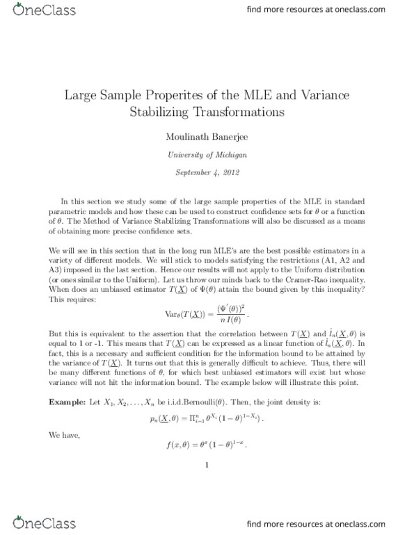 STATS 426 Lecture Notes - Lecture 13: Bias Of An Estimator, Taylor Series, Independent And Identically Distributed Random Variables thumbnail