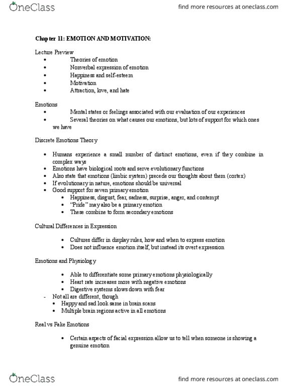 PSY 202 Lecture Notes - Lecture 3: Cholecystokinin, Binge Eating, Facial Feedback Hypothesis thumbnail