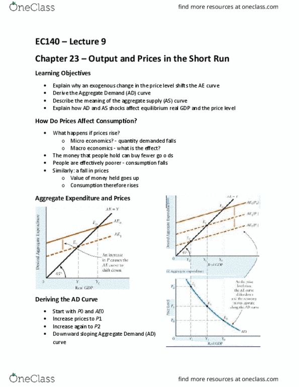 EC140 Lecture Notes - Lecture 9: Diminishing Returns, Aggregate Demand, Aggregate Supply thumbnail