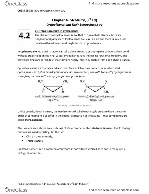 CHEM 250 Chapter Notes - Chapter 4: Substituent, Butane, Newman Projection thumbnail