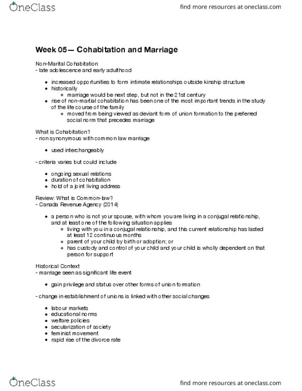 FRHD 1020 Lecture Notes - Lecture 5: Civil Marriage Act, Normative Social Influence, Canada Revenue Agency thumbnail