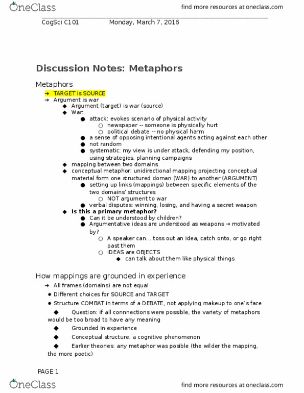 COG SCI C101 Lecture Notes - Lecture 13: Thematic Relation, Electron Microscope, Object Exchange thumbnail