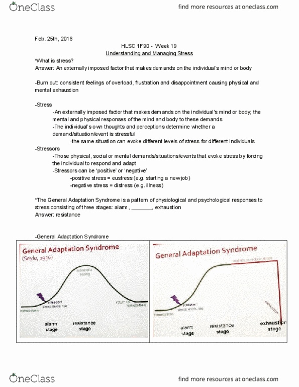 HLSC 1F90 Lecture Notes - Lecture 6: Cortisol, Adrenocorticotropic Hormone thumbnail