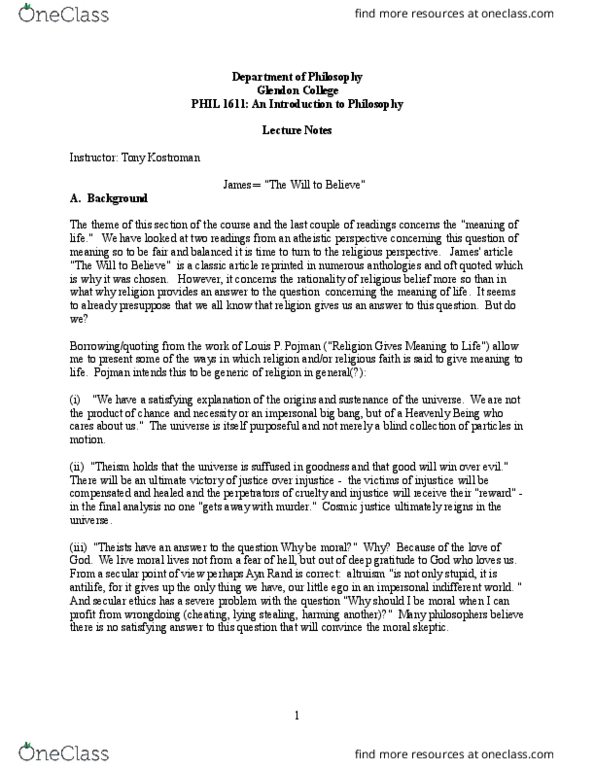 PHIL 1611 Lecture Notes - Lecture 7: Walmart, Walton Family, Agnosticism thumbnail