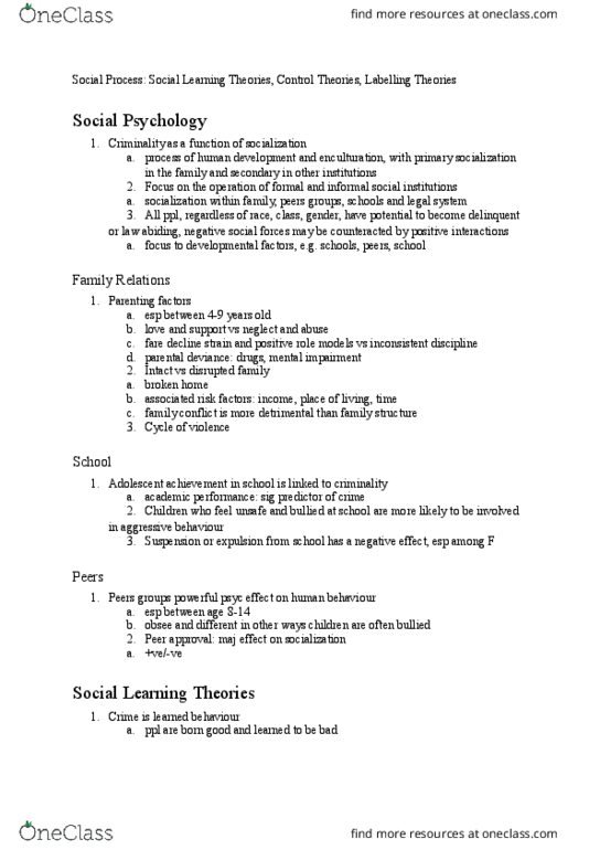 CRIM 300W Lecture Notes - Lecture 8: Cognitive Dissonance, Restorative Justice, Social Capital thumbnail