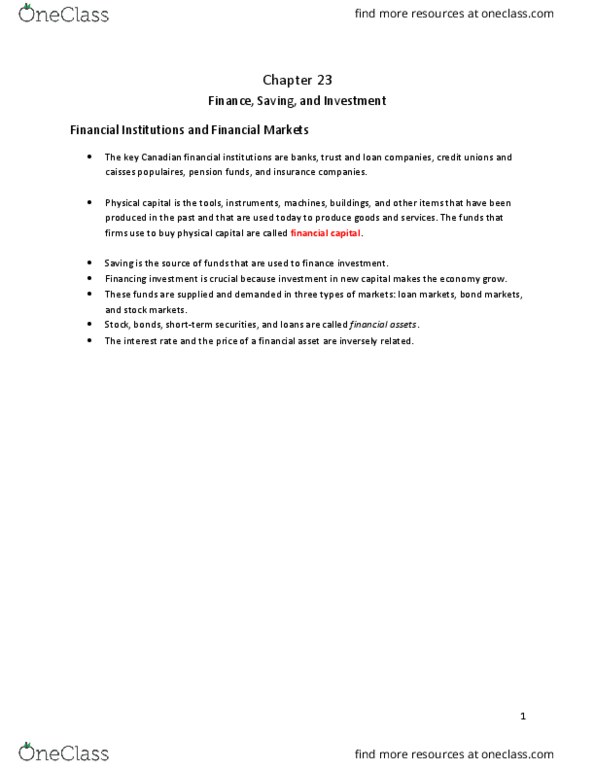Economics 1022A/B Lecture Notes - Lecture 1: Loanable Funds, Nominal Interest Rate, Real Interest Rate thumbnail