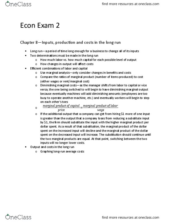 ECON-1020 Chapter Notes - Chapter 8-9: Marginal Revenue, Perfect Competition, Average Variable Cost thumbnail