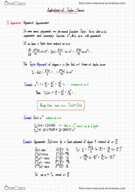MATH 1XX3 Lecture Notes - Lecture 25: Taylor Series thumbnail