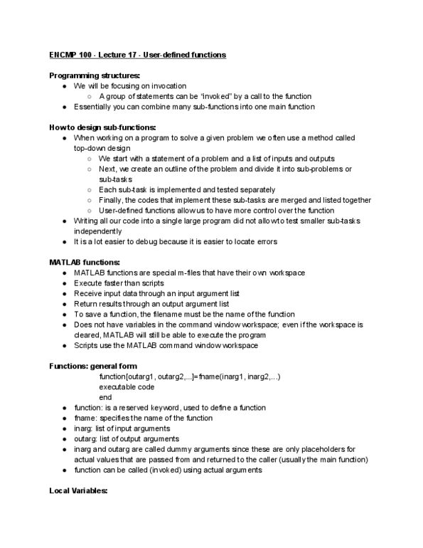 ENCMP100 Lecture 17: User-defined Functions thumbnail