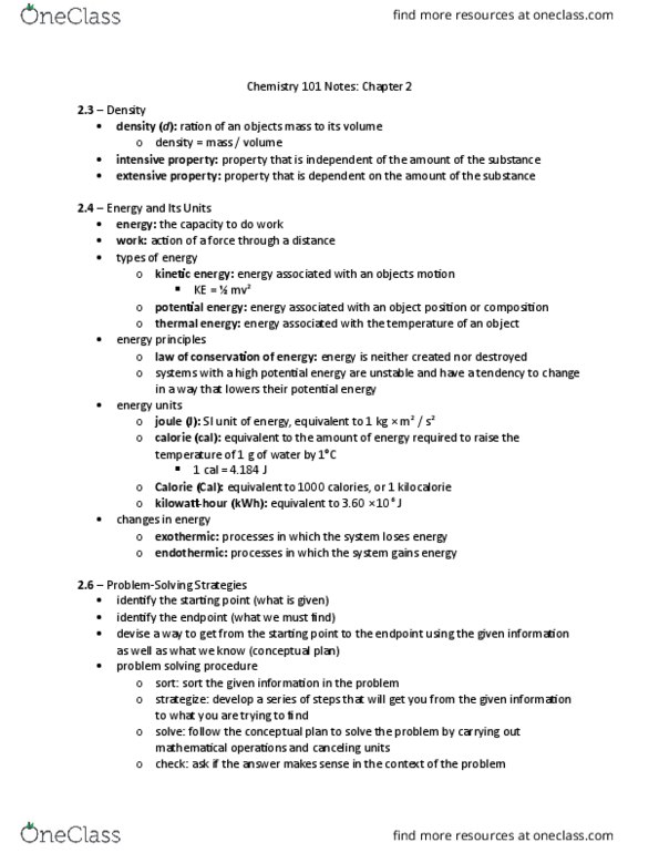 CHEM 101 Chapter Notes - Chapter 2: Scientific Notation, Molar Mass, Carbon-12 thumbnail