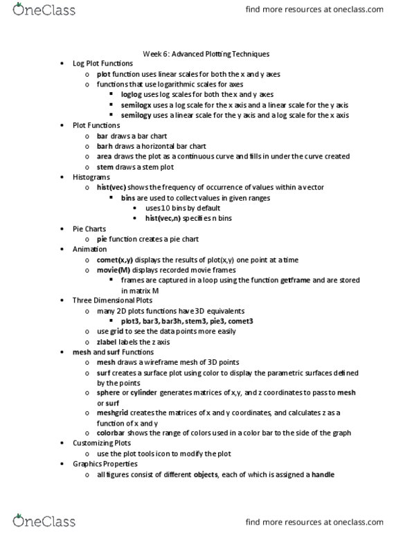 ENGR 122 Lecture Notes - Lecture 6: Object-Oriented Programming, Pie Chart, Bar Chart thumbnail