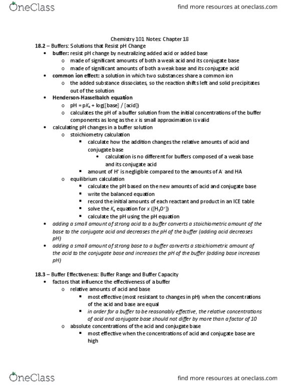 CHEM 102 Chapter Notes - Chapter 18: Chemical Equation, Reagent, Solubility Equilibrium thumbnail