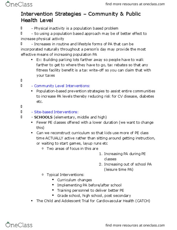 KINE 3000 Lecture Notes - Lecture 7: Participaction thumbnail