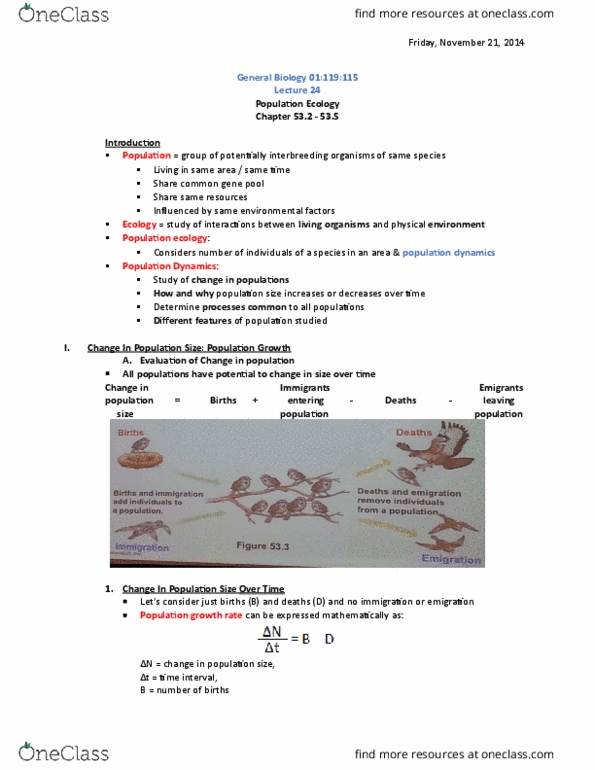 01:119:116 Lecture Notes - Lecture 24: Paramecium, Intraspecific Competition, Semelparity And Iteroparity thumbnail