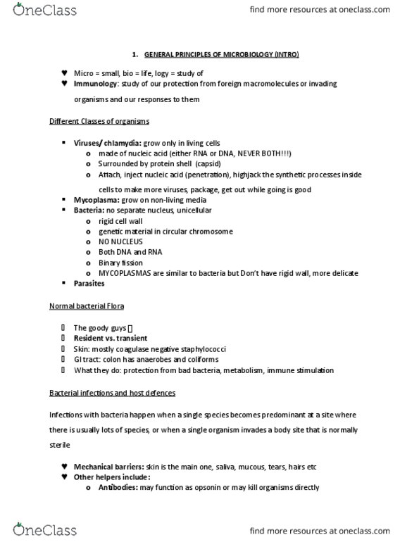 HSS 1101 Lecture Notes - Lecture 1: Bactericide, Diphtheria, White Blood Cell thumbnail
