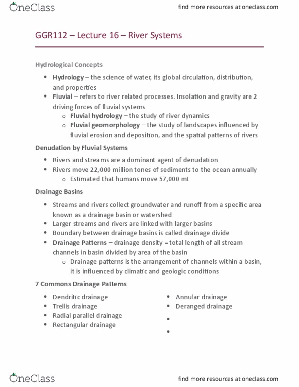 GGR112H5 Lecture Notes - Lecture 16: Silt, Alluvium, Delta 4 thumbnail