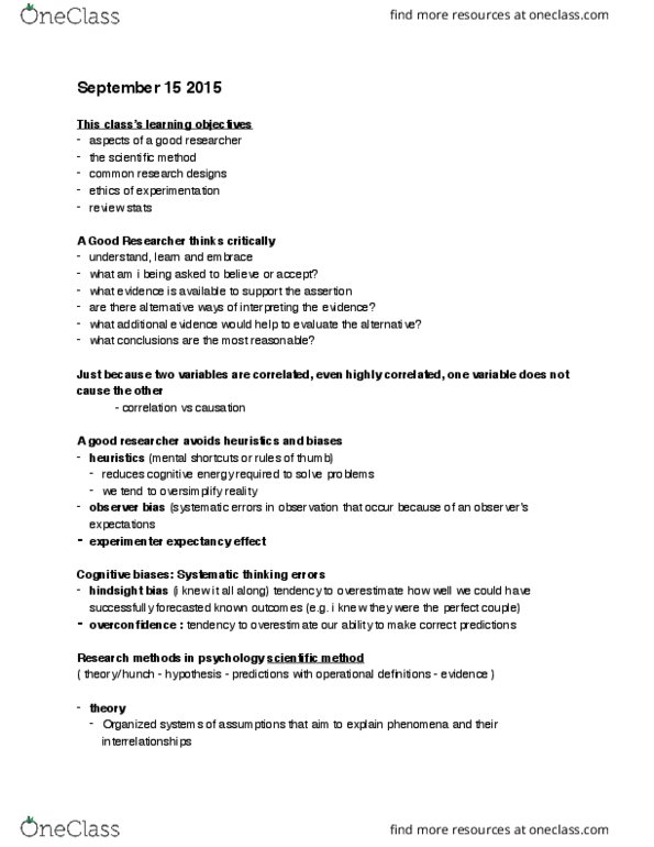 PSYC 100 Lecture Notes - Lecture 2: Statistical Inference, Standard Deviation, Gestalt Psychology thumbnail