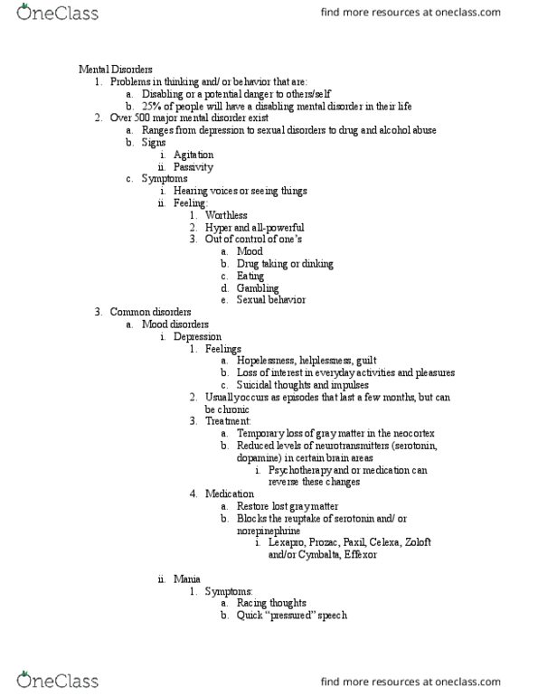 PSY 1 Lecture Notes - Lecture 2: Behavior Management, Antidepressant, Fidgeting thumbnail