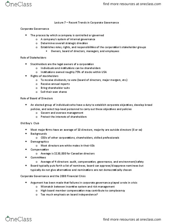 Political Science 2211E Lecture Notes - Lecture 7: Accredited Investor, Old Boys & Old Girls Club, Arbitrage thumbnail