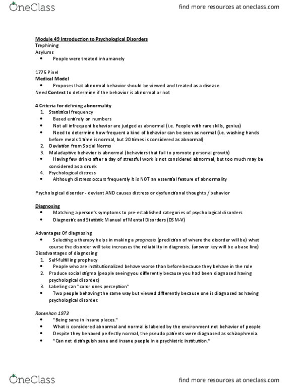 PSYC 1010 Chapter Notes - Chapter Module 49-53: Seasonal Affective Disorder, Dysthymia, Explanatory Style thumbnail