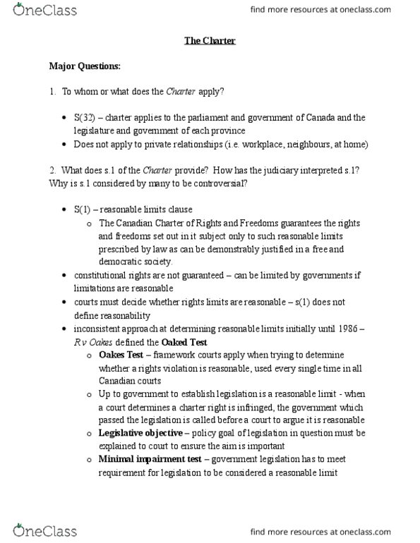 Political Science 2230E Lecture Notes - Lecture 3: Precommitment, Section 33 Of The Canadian Charter Of Rights And Freedoms, Veto thumbnail