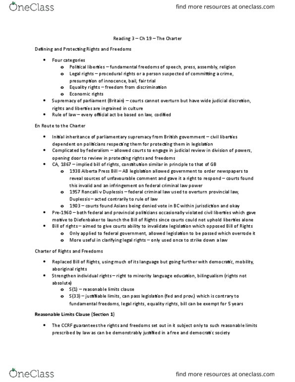 Political Science 2230E Chapter Notes - Chapter 19: Robert Bourassa, Manitoba Act, Affirmative Action thumbnail