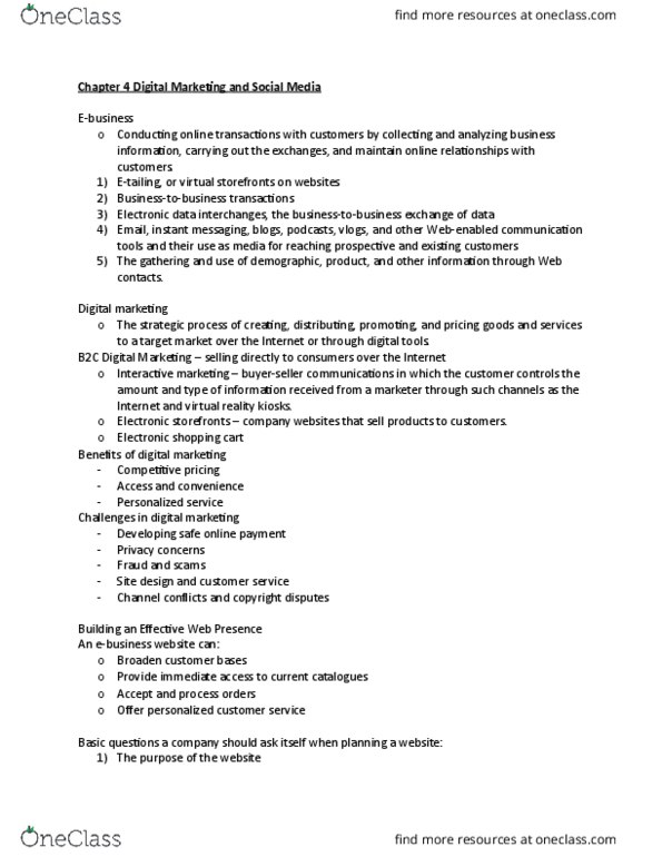 ADMS 2200 Chapter Notes - Chapter 4: Content Marketing, Social Media Marketing, Digital Marketing thumbnail