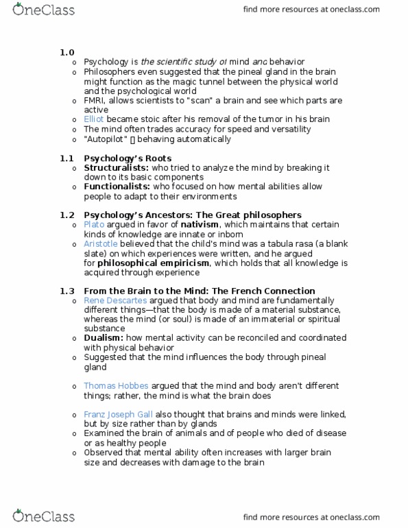 PSYA01H3 Chapter Notes - Chapter 1-2: Case Method, Central Tendency, External Validity thumbnail