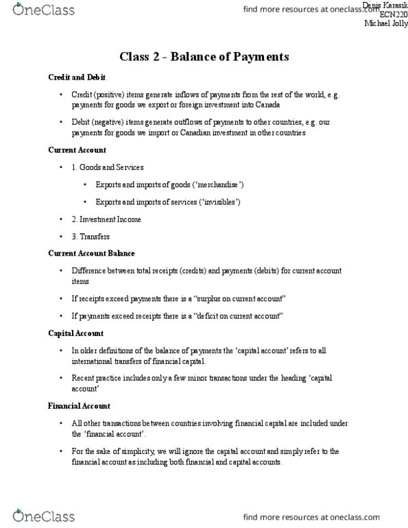 ECN 220 Lecture Notes - Lecture 2: Foreign Direct Investment, Portfolio Investment, Capital Control thumbnail