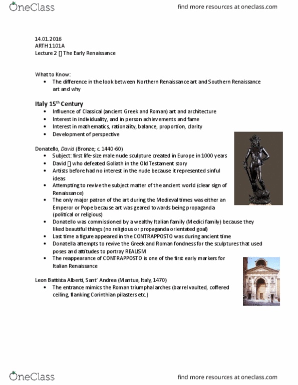 ARTH 1101 Lecture Notes - Lecture 1: Treviso, Tenseness, Arnolfini thumbnail