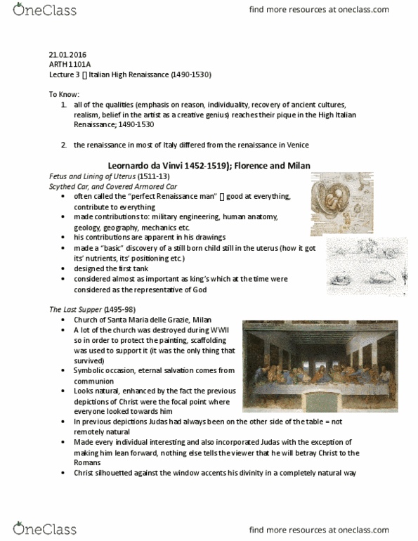 ARTH 1101 Lecture Notes - Lecture 2: Giorgione, Raphael Rooms, Raphael thumbnail