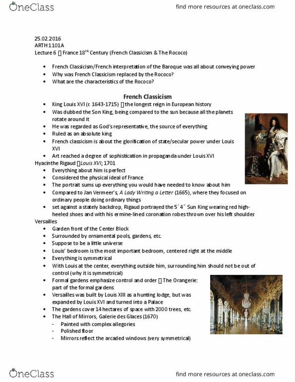ARTH 1101 Lecture Notes - Lecture 5: Peter Paul Rubens, Cupid, Madame De Pompadour thumbnail