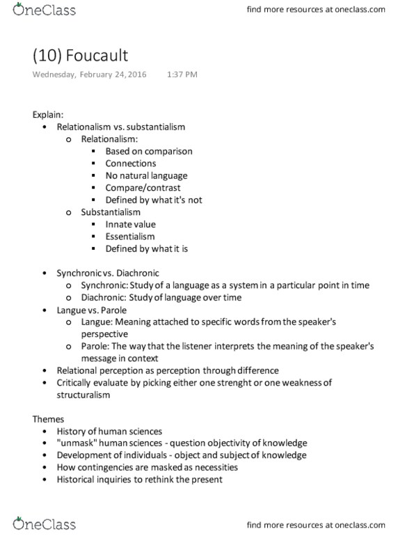 SOCI 333 Lecture Notes - Lecture 10: Substance Theory, Essentialism thumbnail