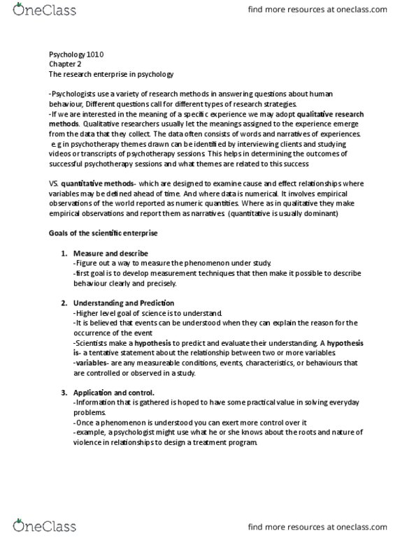 PSYC 1010 Lecture Notes - Lecture 2: Research, Normal Distribution, Descriptive Statistics thumbnail