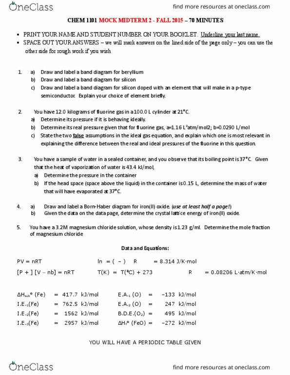 CHM 1701 Lecture Notes - Lecture 4: Ideal Gas, Boiling Point, Beryllium thumbnail