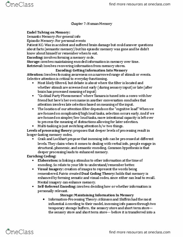 PSY100Y5 Chapter Notes - Chapter 7: Suggestibility, Long-Term Memory, Baddeley'S Model Of Working Memory thumbnail