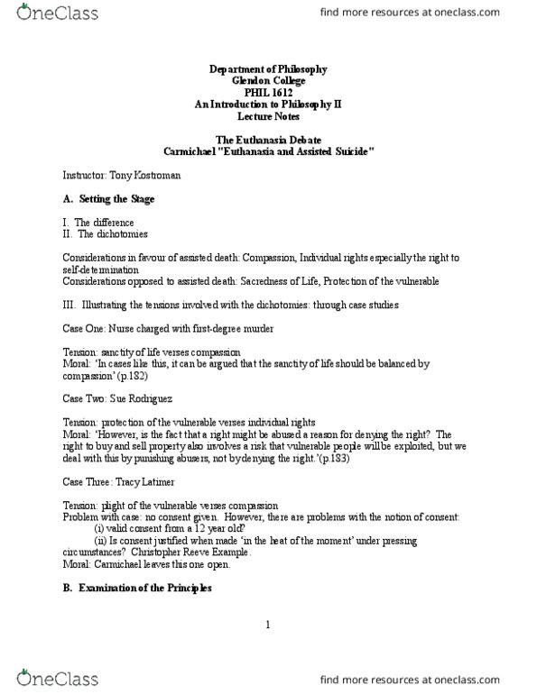 PHIL 1612 Lecture Notes - Lecture 6: Abortion Debate, Individual And Group Rights, Robert Latimer thumbnail