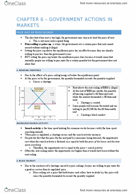 Economics 1021A/B Lecture Notes - Lecture 6: Equilibrium Point, Economic Equilibrium, Price Ceiling thumbnail