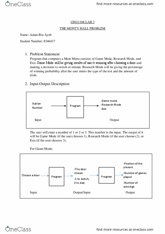 GNG 1106 Lecture Notes - Lecture 3: Monty Hall Problem, Monty Hall, Polskie Radio Program I thumbnail